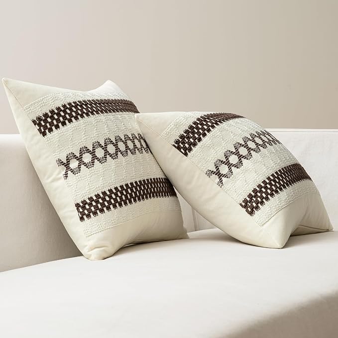 MIULEE Set of 2 Dark Brown Boho Decorative Lumbar Pillow Covers 12x20 Inch - Image 6