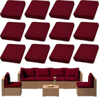 12Pcs Outdoor Cushion Covers, Patio Cushion Covers, Stretch Elastic Slipcovers by dreahoteztil