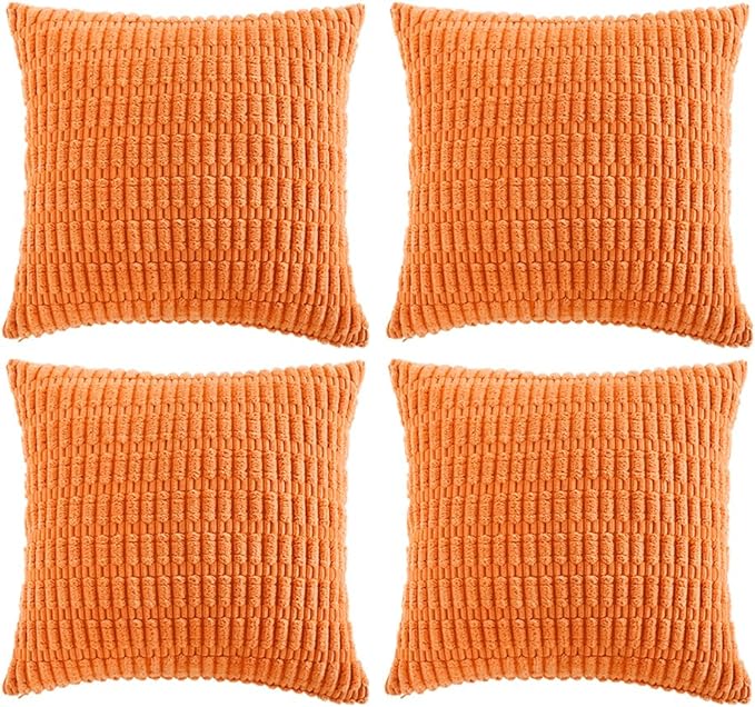 Fancy Homi 4 Packs Orange Fall Decorative Throw Pillow Covers 14x14 Inch by Fancy+Homi