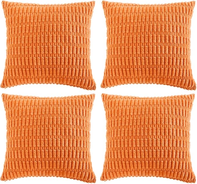Fancy Homi 4 Packs Orange Fall Decorative Throw Pillow Covers 22x22 Inch by Fancy+Homi