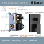DASAN Tub Shower Faucets Sets Complete Matte Black Bathtub Shower System with Waterfall Tub Spout, Bathtub Faucet Set Tub and Shower Faucet Combo Trim Kit with Valve