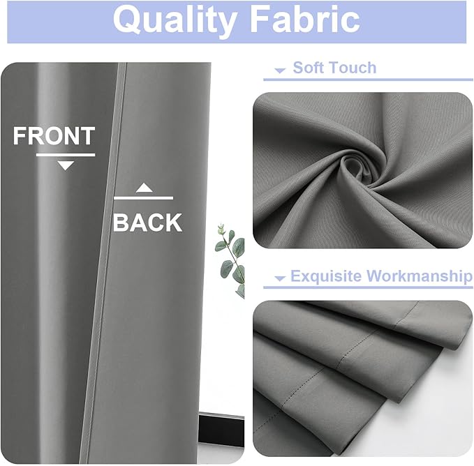 Simplebrand Light Grey Blackout Curtains - Image 3