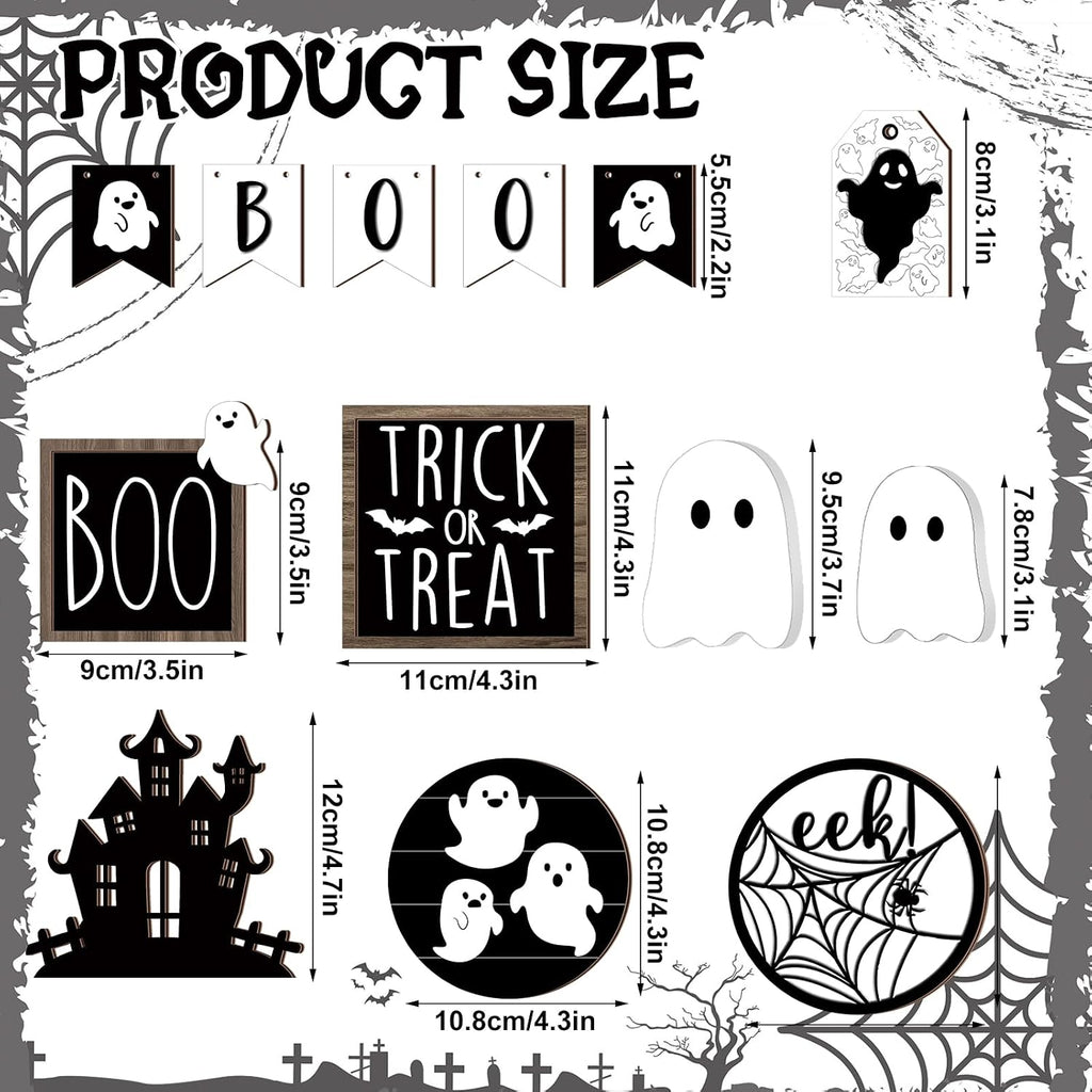 Umigy 15 Pcs Halloween Decor for Home Ghost Tiered Tray Decor Set