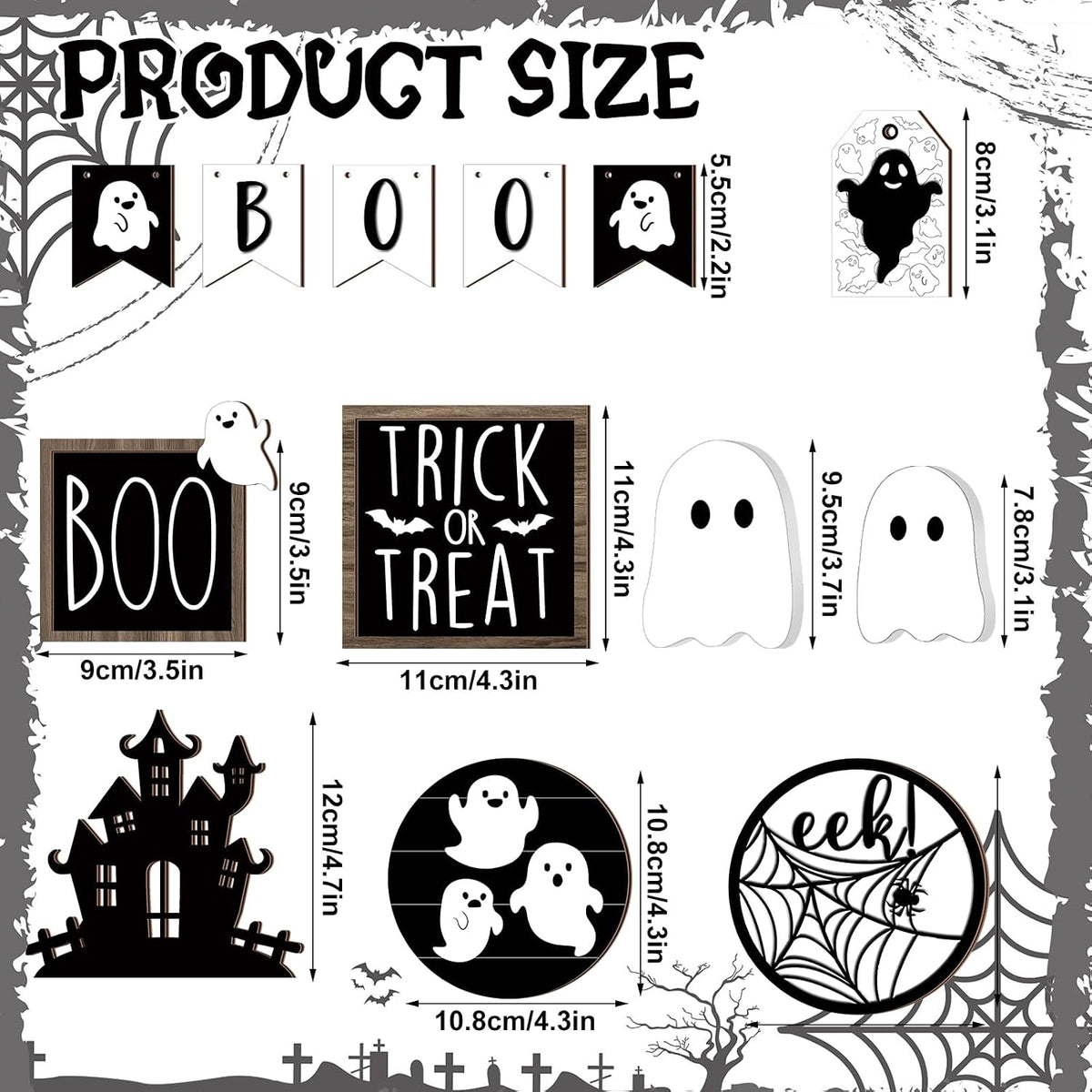 Umigy 15 Pcs Halloween Decor for Home Ghost Tiered Tray Decor Set