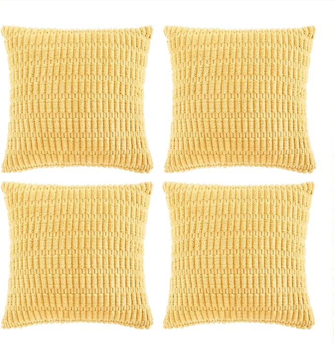 Fancy Homi 4 Packs Yellow Spring Decorative Throw Pillow Covers 16x16 Inch by Fancy+Homi