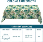 DYTXIII Outdoor Rectangle Tablecloth with Umbrella Hole and Zipper 84" x 60", Water Repellent Floral Picnic Cover, Fade & Wrinkle Resistant Tablecloth for Patio/Garden/Party Table, Lush Leaf Green