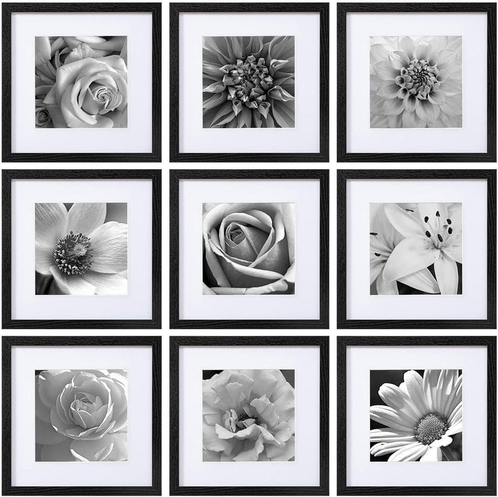 eletecpro Picture Frames Set of 9, 12x12 in, Acrylic Cover, Black
