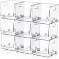 9 Pcs Clear Plastic Storage Bins Stackable Pantry Organizer