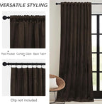 RYB HOME Brown Velvet Curtains 63 inches - Image 3