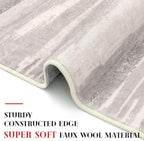 Lansny Modern Abstract Runner Rug 2x6, Neutral Light Beige and Grey Washable - Image 4