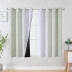 Estelar Textiler Sage and Greyish White Blackout Curtains 54 Inch Length by ESTELARTEXTILER