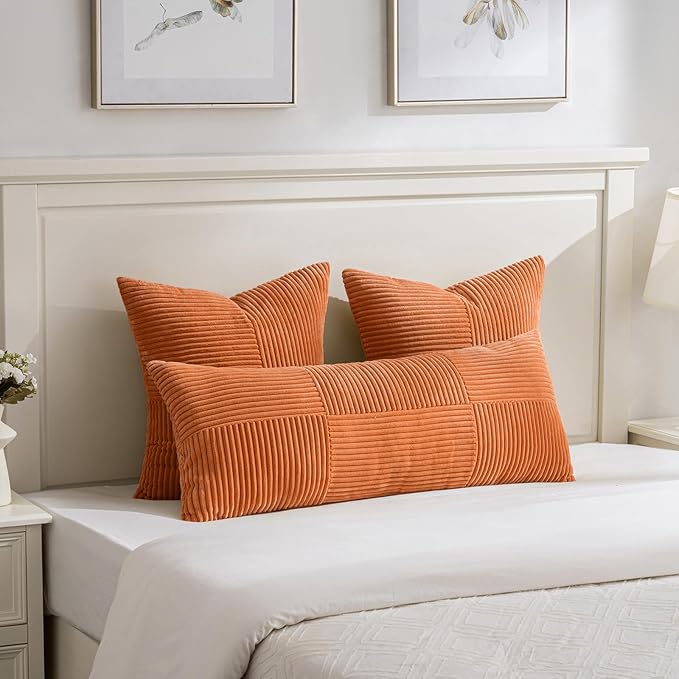 Fancy Homi 2 Packs Burnt Orange Decorative Throw Pillow Covers 18x18 Inch - Image 5