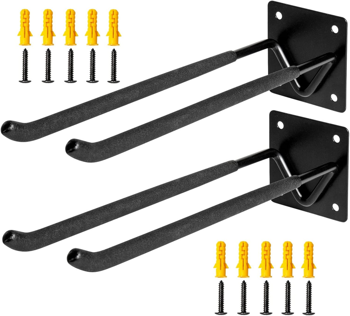 2Pcs Shovel Holder Wall Mount, Ladder Hangers, Rake Racks, Large Garden Tool Hook Organizers, Heavy Duty Garage Utility Hooks for Hanging Yard Tools, Chairs, Bikes and More