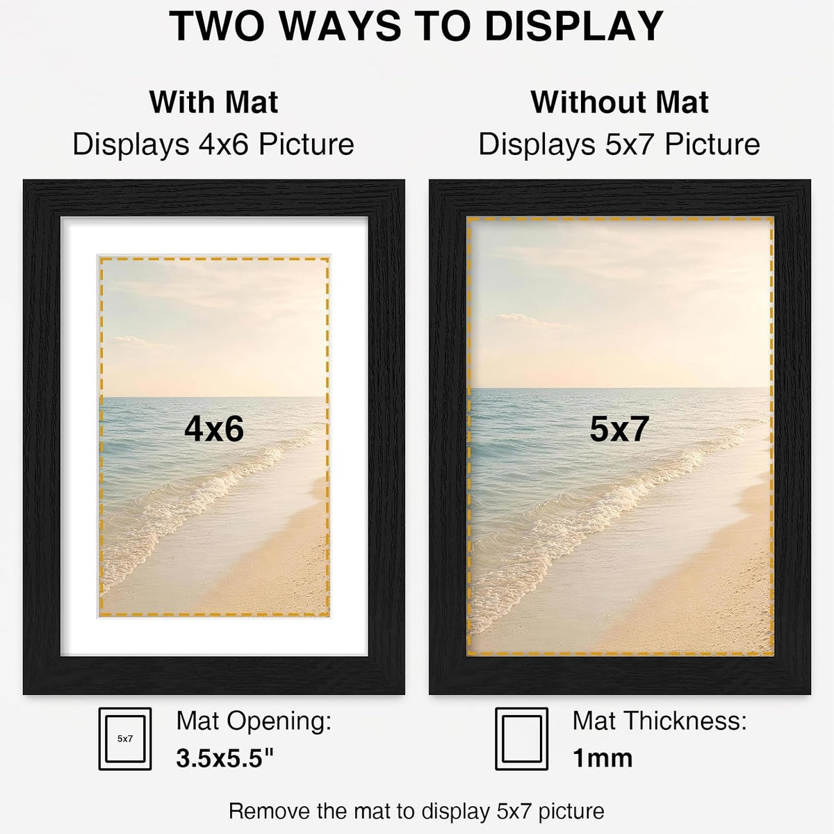Vittanly 5x7 Picture Frames Set of 10 for Wall or Tabletop Display, Black