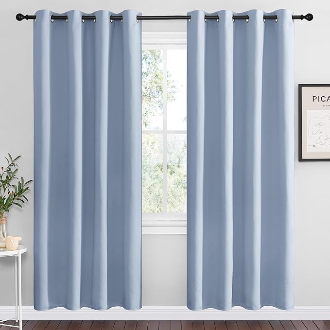 NICETOWN Vintage Blue Blackout Curtains 78 inches Length by NICETOWN