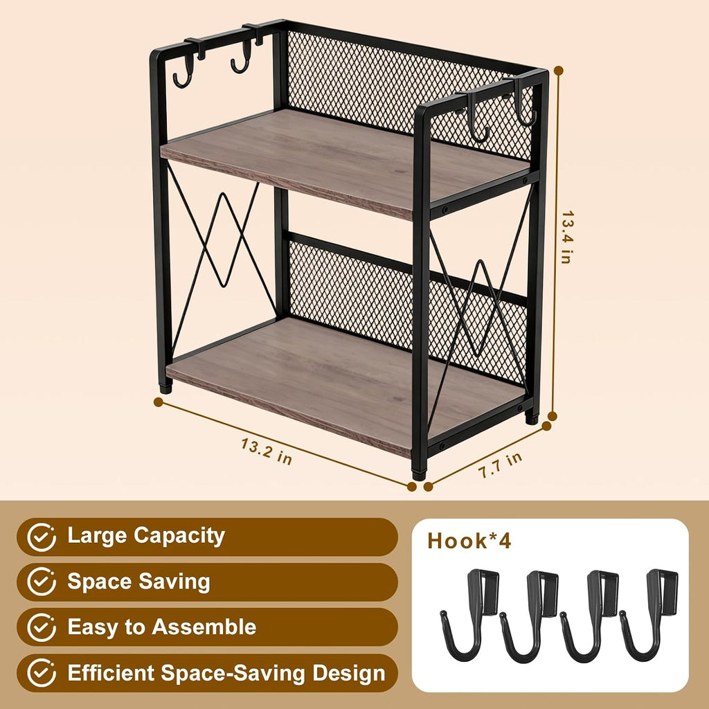 Coffee Bar Organizer, Kitchen Counter Organizer, Wood Coffee Bar Shelf