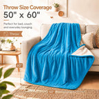 Electric Heated Blanket,Flannel and Sherpa,Throw 50x60 in,Ocean Breeze Blue