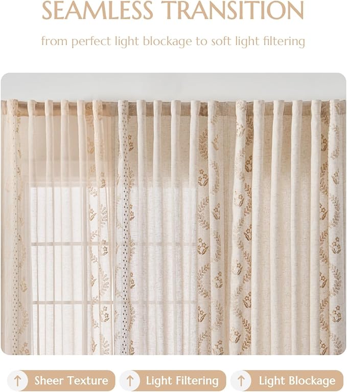 jinchan Belrose Linen Sheer Curtains - Image 6