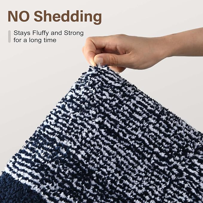 36x24 Large Bathroom Rugs Washable Non Slip, Dark Blue Bath Mat - Image 8