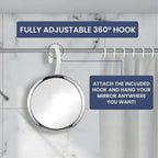 MIRRORVANA Hangable Fogless Shower Mirror, 360° Swivel Hook, 6.7" (Chrome)