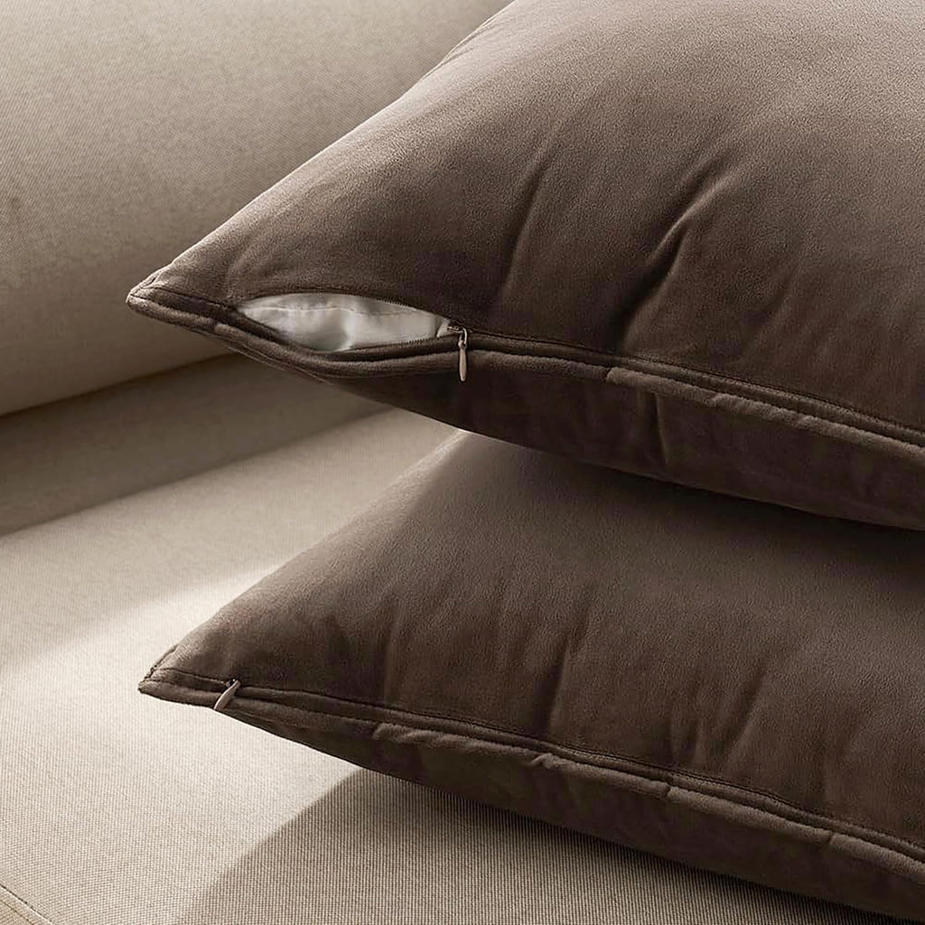 MIULEE Decorative Dark Coffee Velvet Throw Pillow Covers for Couch 20x20 in