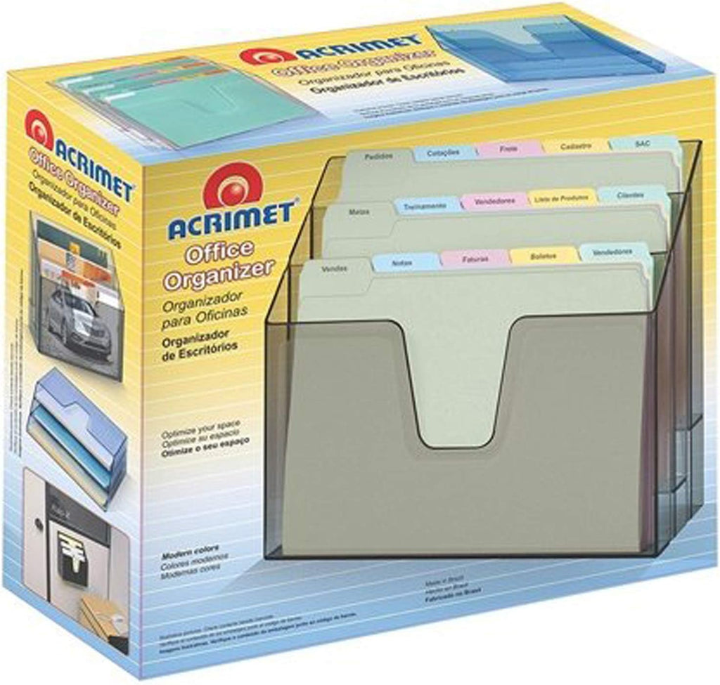 Acrimet Horizontal Triple File Folder Organizer Sorter, Letter Size, Blue