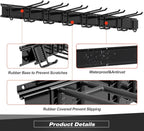 Garage Wall Organizer, Heavy Duty Tool Hangers for Garage Wall with 8 Double Hooks & 3 Rails, Tool Organizer Wall Mount, Garage Hanging Storage Rack for Shovel, Rake, Broom and Ski Gear