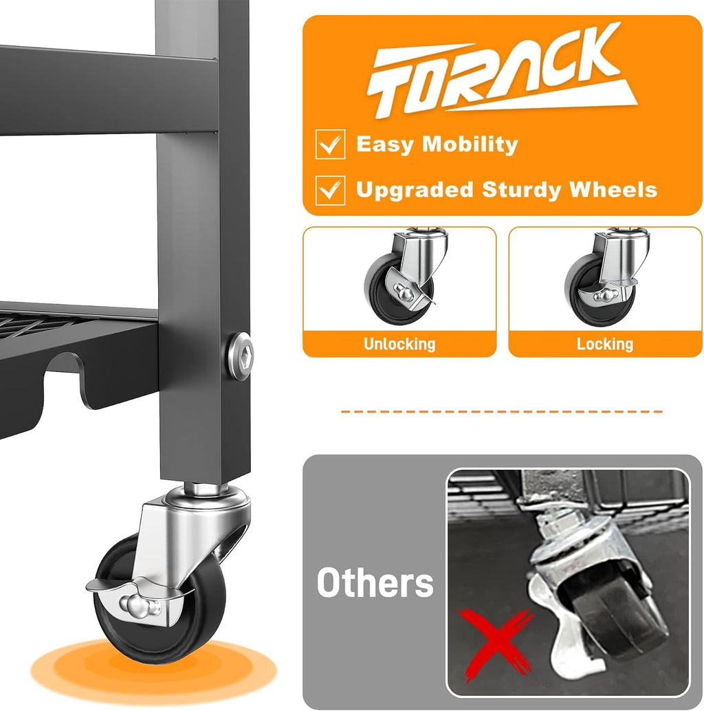 TORACK Garden Tool Organizer Stand with Wheels, Rakes Shovels Tools Stand
