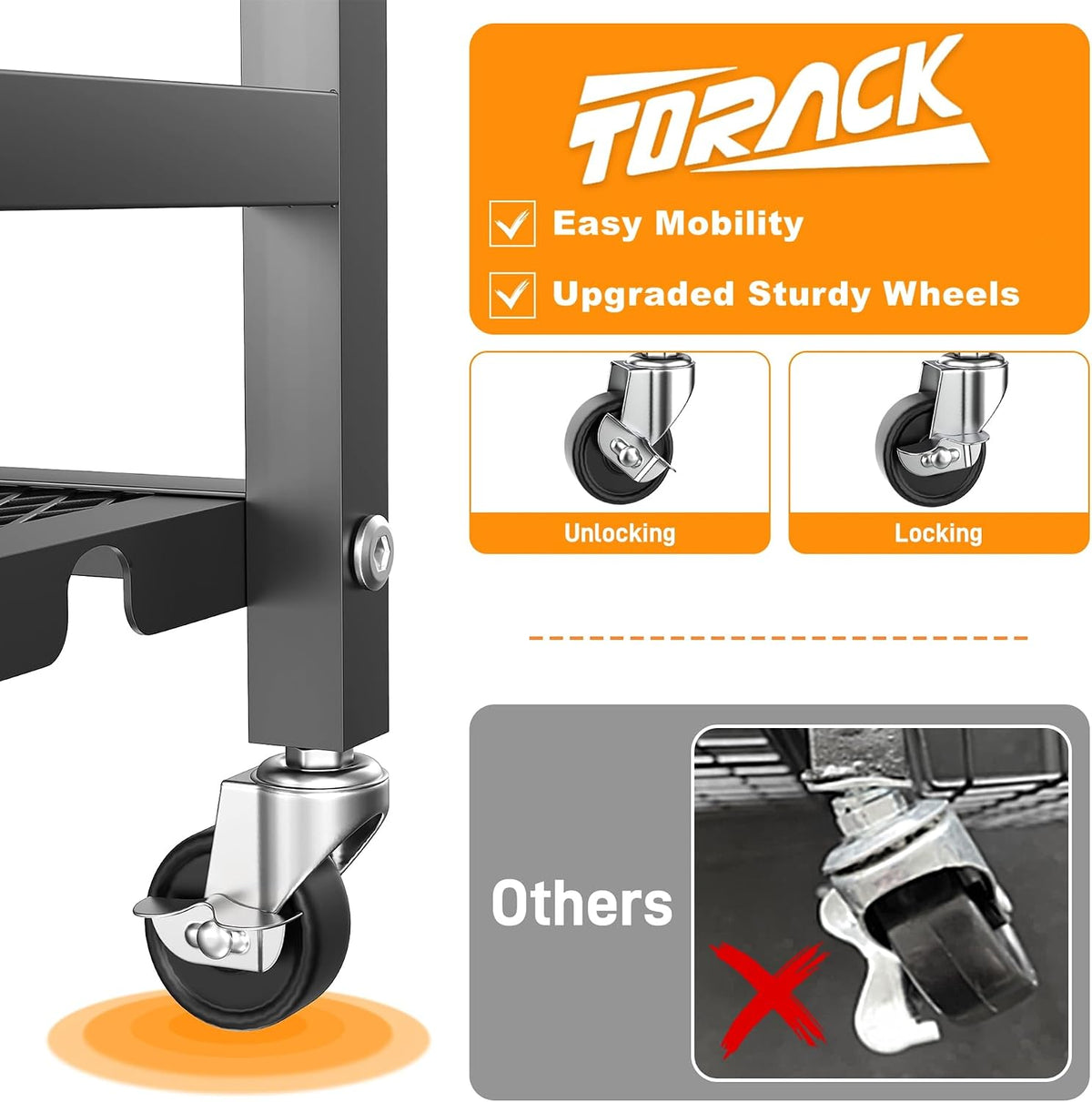 TORACK Garden Tool Organizer Stand with Wheels, Rakes Shovels Tools Stand