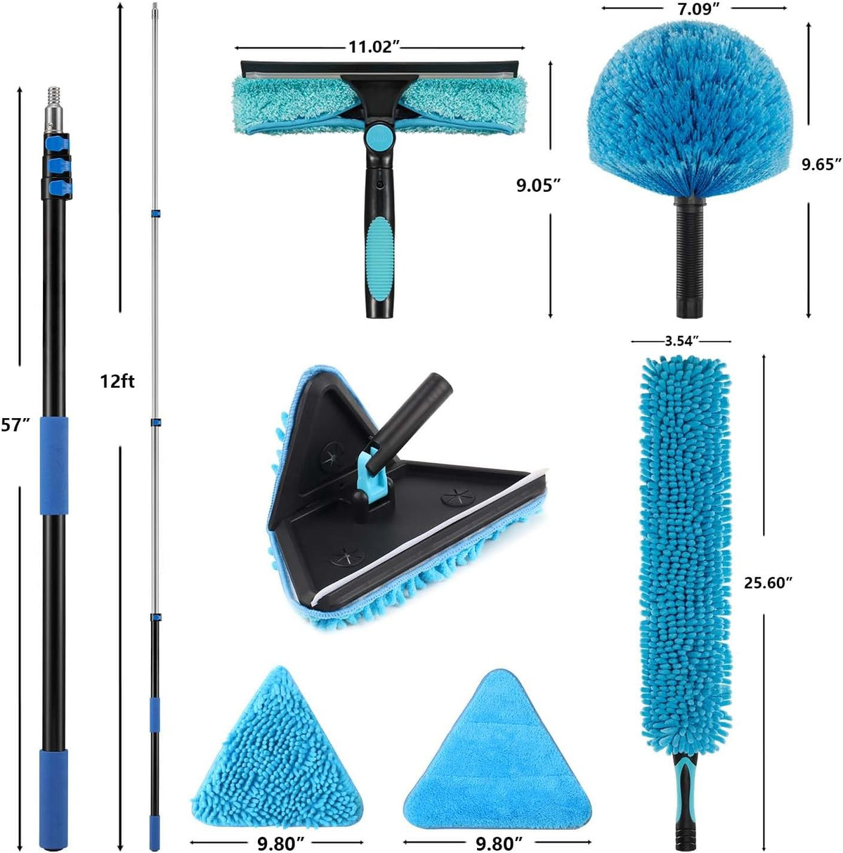 20ft Painted Wall Mop, 12ft Extension Pole, High Ceiling Cleaning Tool