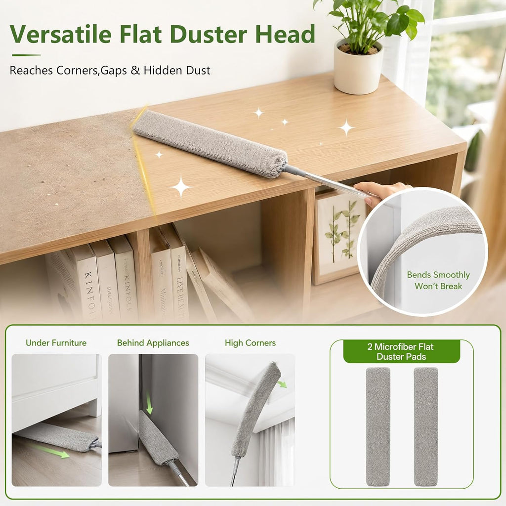 10-Piece Duster with Extension Pole, Cobweb Duster for High Ceiling