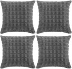 Fancy Homi 4 Packs Dark Grey Decorative Throw Pillow Covers 16x16 Inch by Fancy+Homi