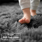 Grey Round Rugs 4Ft for Living Room Bedroom, Fluffy Fuzzy Shag Shaggy Circle - Image 2