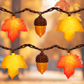 8.5Ft Fall Decor Maple Leaves Acorn Lights String, Fall String Lights Plug in with 10 LED Yellow/Orange Maple Leaf Acorn Light for Home Porch Fireplace Autumn Harvest Party Thanksgiving Decor, 0.48W