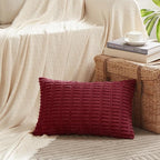 Fancy Homi 4 Packs Burgundy Decorative Throw Pillow Covers 12x20 Inch - Image 2