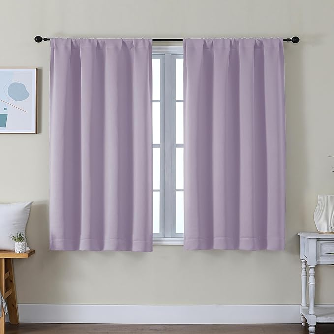 Simplebrand Ava Lilac Short Blackout Curtains by Simplebrand
