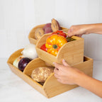 Potato and Onion Storage Bin, Stackable Bamboo Pantry Organizer and Storage