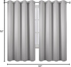 LEMOMO Light Grey Blackout Curtains 52 x 63 Inch Length/Set of 2 Curtain - Image 7