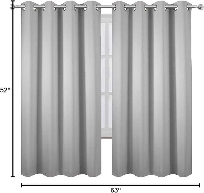 LEMOMO Light Grey Blackout Curtains 52 x 63 Inch Length/Set of 2 Curtain - Image 7