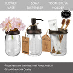 SheeChung 8PCS Mason Jar Bathroom Accessories Set Complete - Bronze