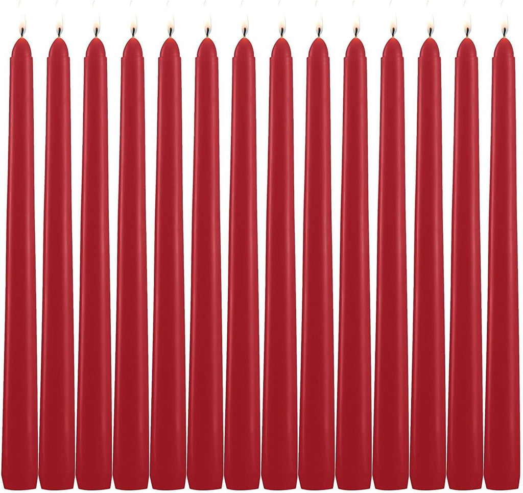 14 Unscented Black Taper Candle,10 inch Tall and 3/4 inch Thick,7.5 hrs Clean Burning,Dripless Candles for Weddings, Prayers, Festivals, Churches