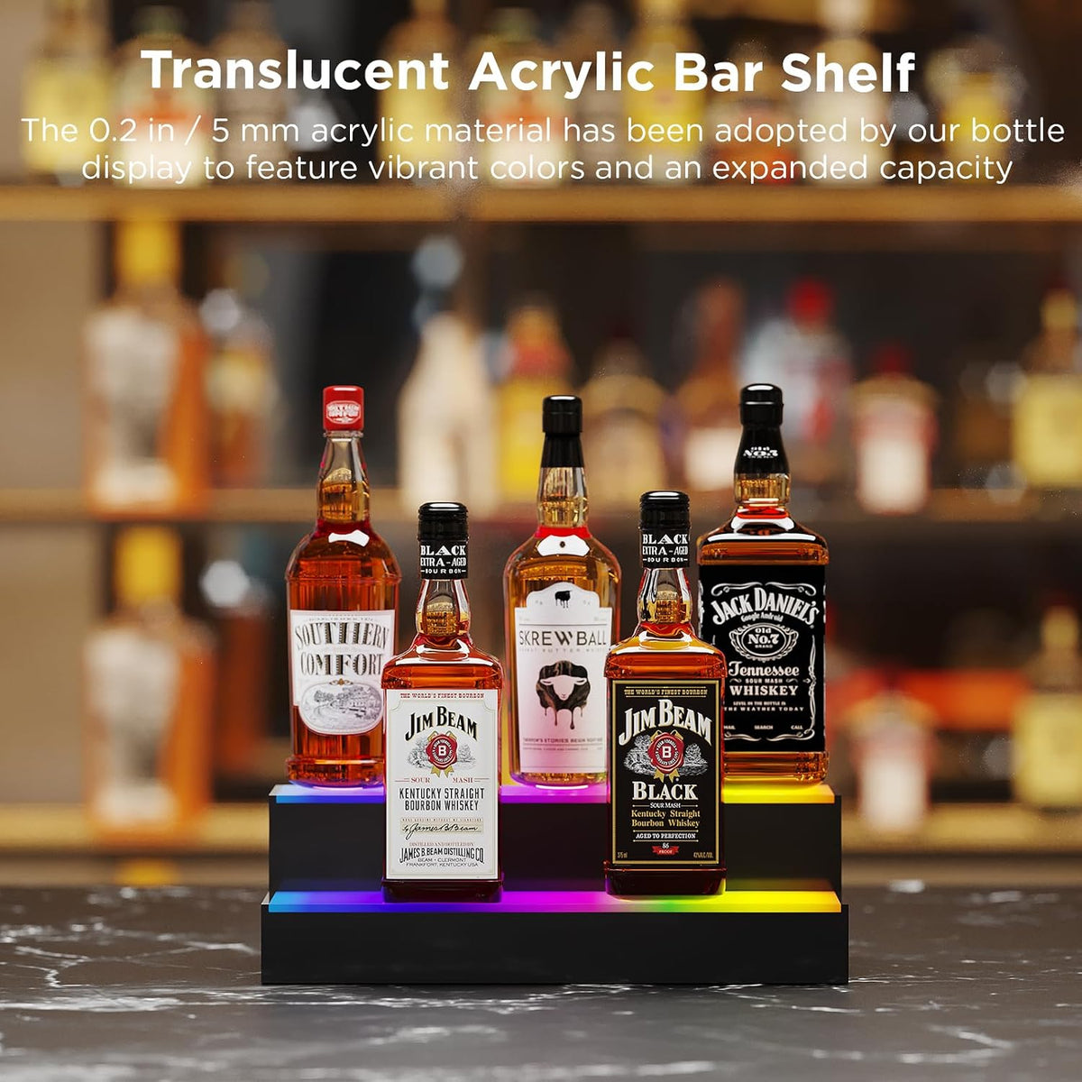 Dethan 2 Tier 15 Inch Liquor Bottle Display Shelf with App & Remote Control