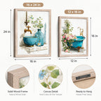 Vintage Bathroom Wall Art Canvas Print Framed Floral Poster Decor 12x16Inch