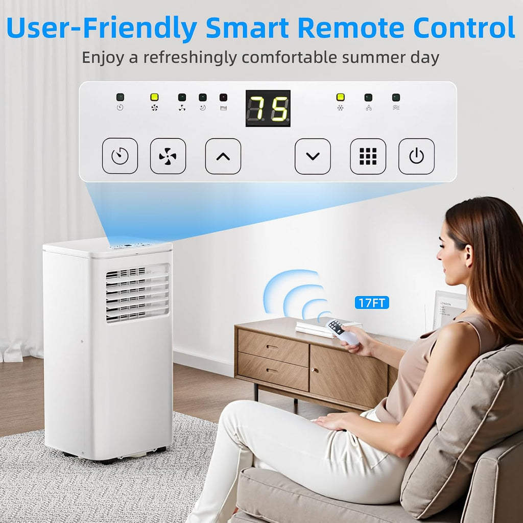 Antarctic Star 10000 BTU Portable Air Conditioner, 4-in-1 AC Unit with Cooling, Dehumidifier & Fan Modes, Sleep Mode, 24H Timer & Remote Control, Moving Wheels & Window Installation Kit