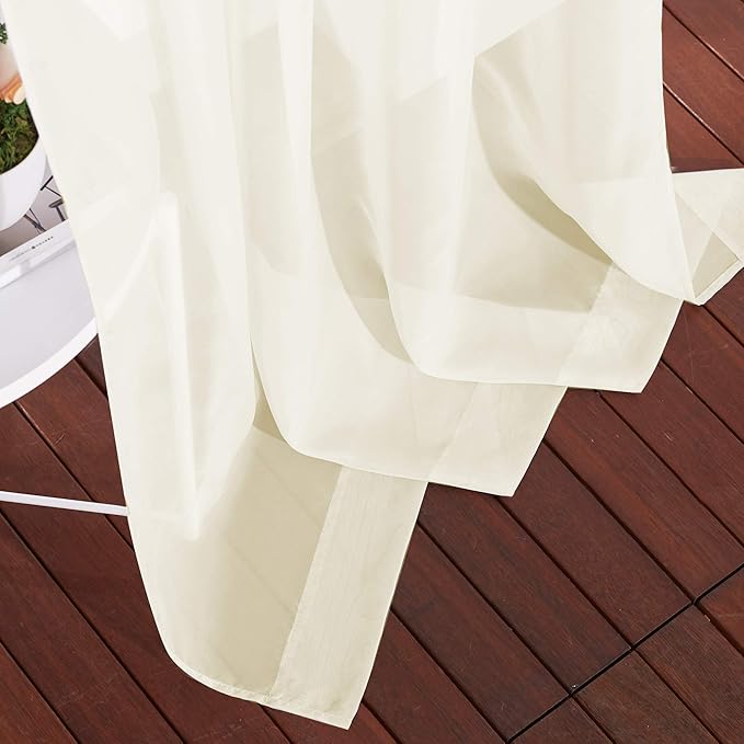 NICETOWN Sheer Curtain Panels 96 inch Cream Beige - Image 7