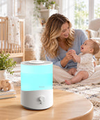 Pharata Humidifiers for Bedroom Large Room, 2.5L Cool Mist Humidifier with Essential Oil Diffuser, Top Fill Humidifier for Baby, Home, Plant, Ultrasonic Humidification for whole house, Auto Shut-Off