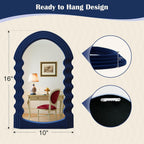 Small Wavy Wall Mirror Living Room Decor,Irregular Mirrors,Dark Blue