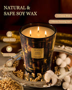 M&SENSE Palo Santo Scented Soy Candle, Large 3-Wick 35oz Candles