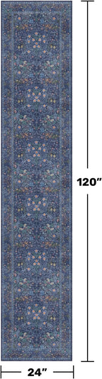 Hazo Haus Non Slip 2x10 Dark Blue Hallway Runner - 10ft Long Runner Rugs - Image 2