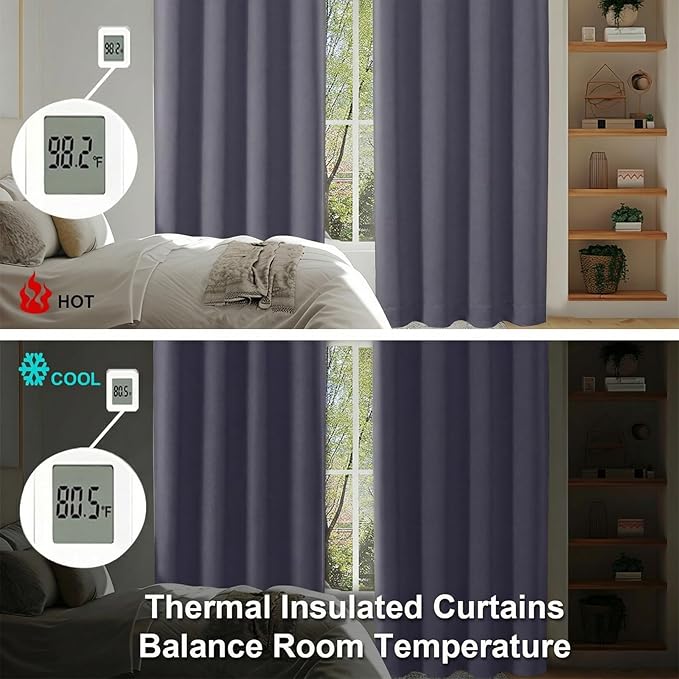 Simplebrand Ava Greyish Purple Short 36 Inches Blackout Curtain 2 Panels Set - Image 6